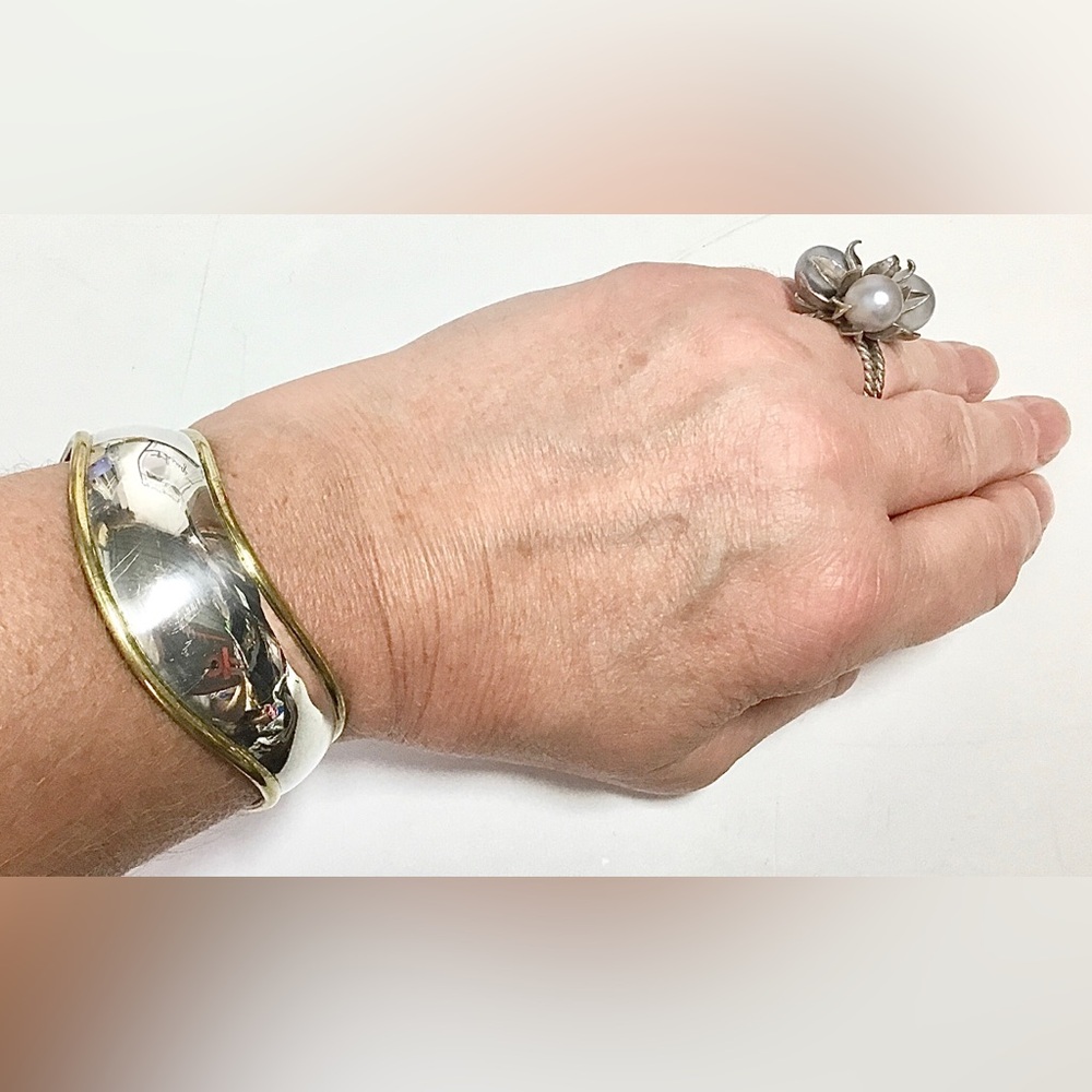 Solid Sterling Silver with Brass Cuff Bracelet